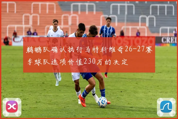 鹈鹕队确认执行马特科维奇26-27赛季球队选项价值230万的决定
